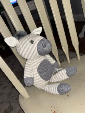 Gray and Cream Plush Zebra Stuffed Animal - Soft Knit Toy